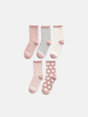 Lc Waikiki Yeni Sezon Pembe Puantiyeli Kadın Soket Çorap 5'li