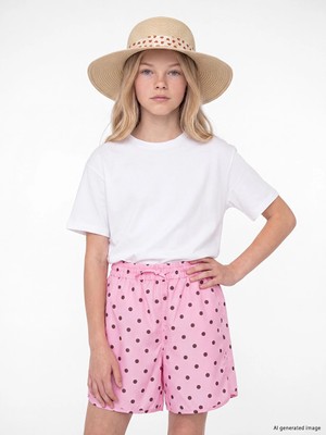 Lc Waikiki Yeni Sezon Pembe Puantiyeli Kız Çocuk Deniz Şortu