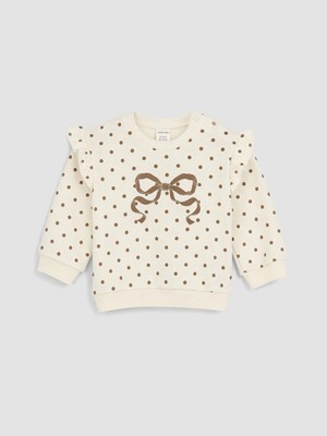 Lc Waikiki Yeni Sezon Ekru Puantiyeli Kız Bebek Kalın Sweatshirt