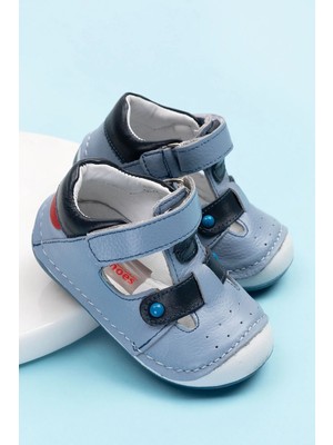 Windy Shoes Hakiki Deri Solo Buz Mavisi İlk Adım Ortopedik Erkek Bebek Sandalet Günlük Yürüyüş Ayakkabısı