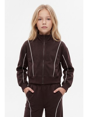 Toontoy Kız Çocuk Fermuarlı Ara Biyeli 2li Eşofman Takım
