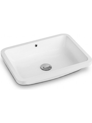 Quarter Bath Tezgah Altı Lavabo 55x39 Cm – Kare Gömme Lavabo – Parlak Beyaz Seramik | 70sp25053