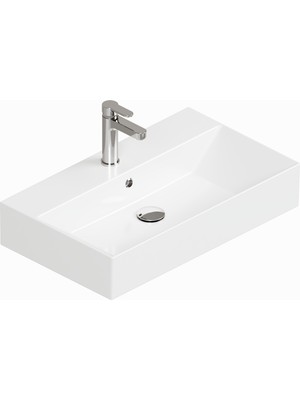 ISVEA Sistema Z Tezgah Üstü Kare Lavabo 70x42 cm Slim Batarya Delikli Beyaz | 10SF50070