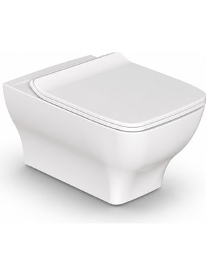 Dura Bagno Petra Kare Asma Klozet Rimless 54 cm Yavaş Kapanır Kapak Dahil Beyaz | Dbo.36.01.03.01
