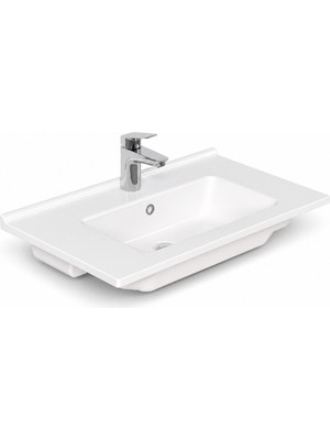 Dura Sees Tezgah Üstü Slim Lavabo 65X46,5 cm Dolap Uyumlu Batarya Delikli Beyaz | 5810