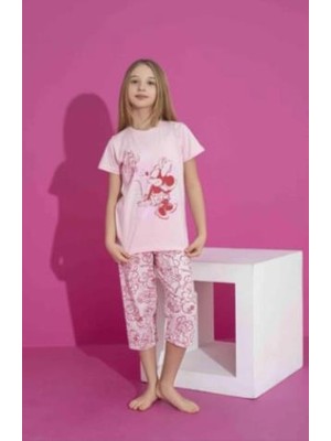 Ay Kids Kız Çocuk Yazlık Kapri Pijama Takımı Penye Likralı 3042-P-
