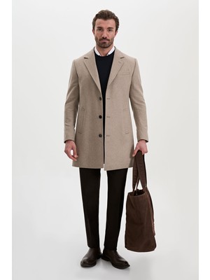 MCR Düz Slim Fit Klasik Yün Erkek Kaban
