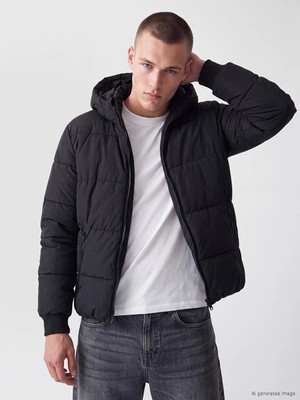 Lc Waikiki Yeni Sezon Siyah Regular Fit Kapüşonlu Erkek Şişme Mont