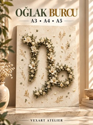 Vexart Atelier Oğlak Burcu Çiçekli Poster Duvar Dekorasyonu Premium Glossy Baskı A3 A4 A5 Astroloji Tablo