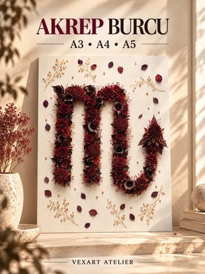 Vexart Atelier Akrep Burcu Çiçekli Poster Duvar Dekorasyonu Premium Glossy Baskı A3 A4 A5 Astroloji Tablo