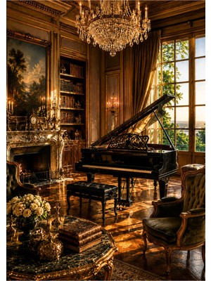 Vexart Atelier Piyano ve Klasik Salon Posteri Old Money Temalı Duvar Dekoru