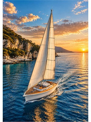 Vexart Atelier Gün Batımı Deniz Temalı Yelkenli Posteri Çerçeveli ve Çerçevesiz Deniz Tablosu