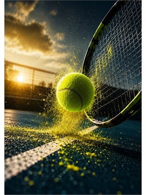 Vexart Atelier Gün Batımı Tenis Tablosu Spor Temalı Duvar Dekoru Çerçeveli Çerçevesiz