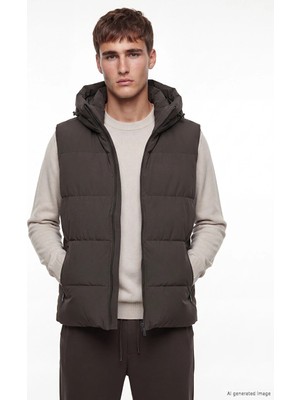 Lc Waikiki Yeni Sezon Haki Regular Fit Kapüşonlu Erkek Şişme Yelek