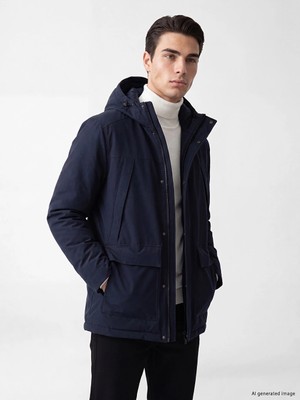 Lc Waikiki Yeni Sezon Lacivert Regular Fit Kapüşonlu Erkek Şişme Mont