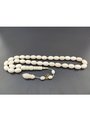 İskeçe Tesbih Hakan Kaya Usta Eseri̇ Dev Boy Imame Hitame Kalem Oyma Naturel Deve Kemiği Sertifikalı 10535