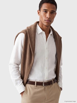 Lc Waikiki Yeni Sezon Beyaz Regular Fit Keten Görünümlü Erkek Gömlek