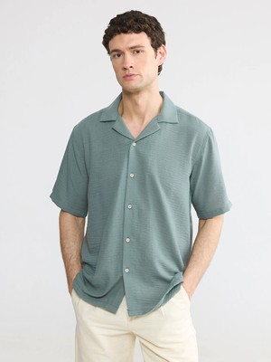 Lc Waikiki Yeni Sezon Yeşil Regular Fit Keten Görünümlü Erkek Gömlek