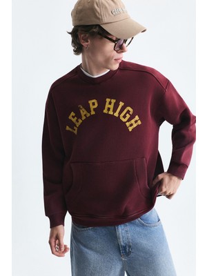 Vamos Yıkamalı Yazılı Oversize Sweatshirt