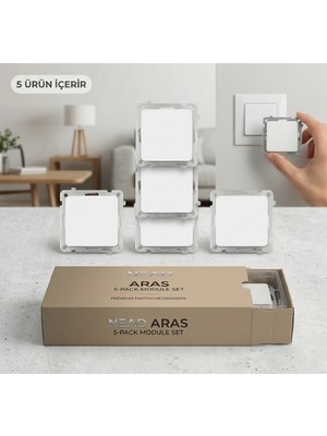 Nead Aras Anahtar Modül Beyaz (5 Li Paket)