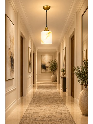 Esslight Sofia Tekli Eskitme Sarkıt Mermer Desen Camlı Avize Antre Hol