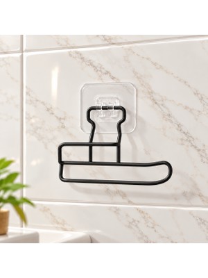 Dalyan  Kare Yapışkanlı Siyah Açık Tuvalet Kağıtlığı Wc Kağıtlık Tutucu Delmeden Kullanım