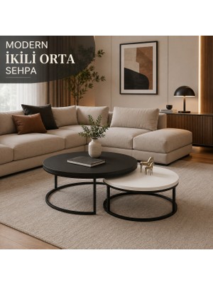 Zrv Ikili Orta Sehpa (Antrasit - Beyaz)