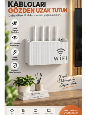 Wifi Kutusu Duvar Asılabilir Sigorta ve Modem Saklama Kutusu 25X15X6 cm