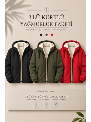 Damga 3 Adet Erkek Içi Kürklü Basic Günlük Yağmurluk & Rüzgarlık