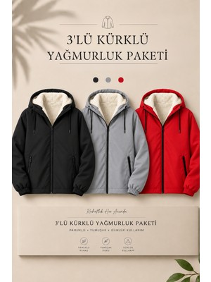 Damga 3 Adet Erkek Içi Kürklü Basic Günlük Yağmurluk & Rüzgarlık