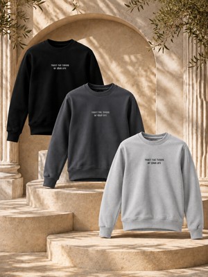 Damga 3 Adet Erkek Baskılı Relax Fit Mevsimlik Sweatshirt