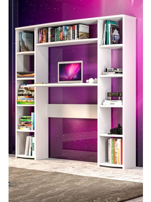 Bezos 10 Raflı Çalışma Masası Beyaz