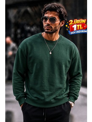 Damga Erkek Kalın Dokuma Kırmızı K.yeşil Sweatshirt
