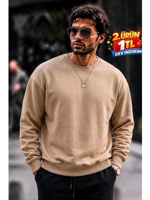Damga Erkek Kalın Dokuma Kırmızı A.bej Sweatshirt