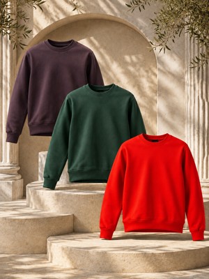 Damga 3 Adet Erkek 3 Iplik Kalın Kışlık Premium Sweatshirt