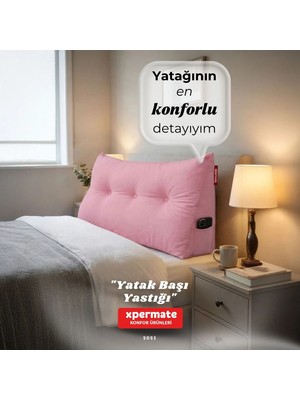 Xpermate Yatak Başı Yastığı Sırt ve Bel Destek Yastığı 120 cm Yaslanma ve Dinlenme Yastığı Pembe