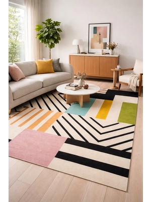 Decomia Home Dijital Kaymaz Yıkanabilir Etnik Desenli Retro Salon Halısı Mutfak Halısı Koridor Halısı Yolluk
