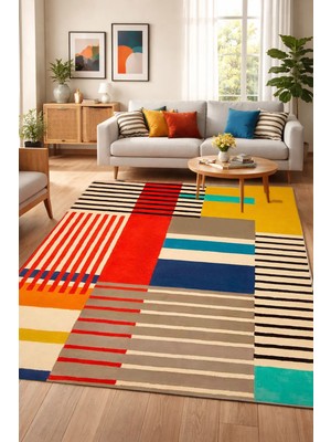 Decomia Home Dijital Kaymaz Yıkanabilir Etnik Desenli Retro Salon Halısı Mutfak Halısı Koridor Halısı Yolluk