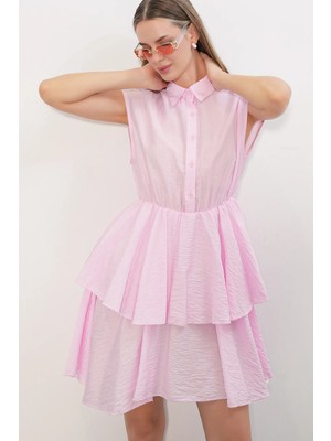 Hiccup Kadınlar Bdart Viskoz Naylon Triko Elbise Toz Pembe