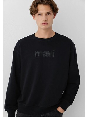Mavi Logo Baskılı Bisiklet Yaka Siyah Sweatshirt 0S10551-900