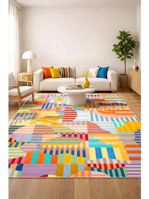 Decomia Home Dijital Kaymaz Yıkanabilir Etnik Desenli Retro Salon Halısı Mutfak Halısı Koridor Halısı Yolluk