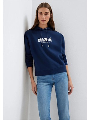 Mavi Logo Baskılı Kapüşonlu Ekru Sweatshirt 168334-81964