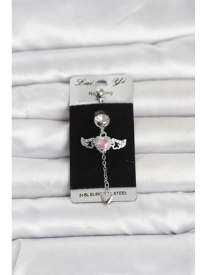 MiraLive 316L Cerrahi Çelik Kanatlı Kalp Model Göbek Piercing TJ-PR1402