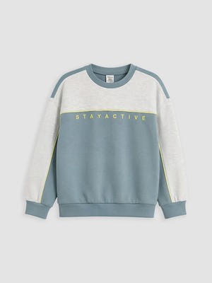 Lc Waikiki Yeni Sezon Mavi Renk Bloklu Soft Touch Erkek Çocuk Sweatshirt
