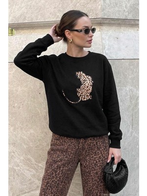 Lela Pamuklu Bisiklet Yaka Şardonlu Sweat Kadın Sweat 5867116