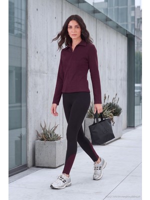 Lela Dikiş Detaylı Yarım Fermuarlı Örme Bluz Kadın Bluz 5866643