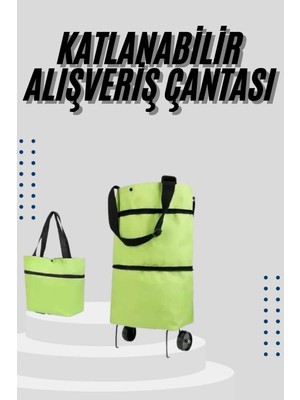 Tios Shop Krm Katlanabilir Tekerlekli Çantalı Çarşı Pazar Arabası Alışveriş Çantası Piknik Çantas�