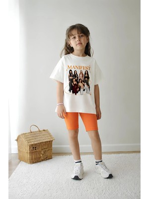 Belya Kids Wear Kız Çocuk Oversize Kalıp Belya Kids Tasarım Manifest 40 Taytlı Alt Üst Takım