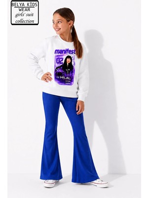 Belya Kids Wear Kız Çocuk Tam Kalıp Üst Oversize Alt Taytlı Hilal Tasarım 233 Alt Üst Takım
