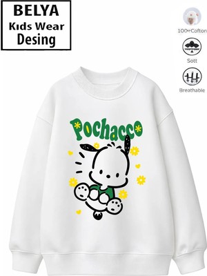 Belya Kids Wear Trend Çocuk Kız Model Tam Kalıp Oversize Melody Pochac 2 Iplik Pamuğa Pamuk Kumaş Sweatshirt 17